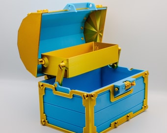 Clash Royale Golden Treasure Chest with Combination Lock & Hidden Shelf