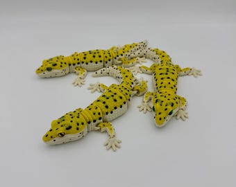 関節可動式ヒョウモントカゲモドキのおもちゃとディスプレイモデル – ガラス製の目を備えたリアルなデザイン