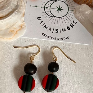 Juneteenth Earrings, Black Liberation Flag Earrings, Pan African Flag earrings, Red Black and Green Earrings