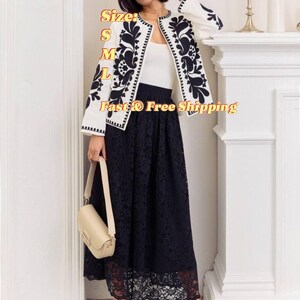 Handmade Embroidered Cotton Jacket, Ukrainian Floral Blazer, Boho Chic