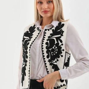 Floral Embroidered Vest - Boho Sleeveless Cotton Top, Ukrainian Design