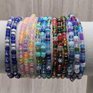 Colorful Glass Seed Bead Stretch Bracelets | Stackable Boho Jewelry | Everyday Dainty Bracelets | Sold Separately