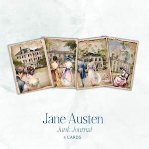 Tarjetas de diario basura de Jane Austen / Época de la Regencia / Papel vintage para álbumes de recortes / Manualidades de papel / Descarga digital / Álbum de recortes de Jane Austen