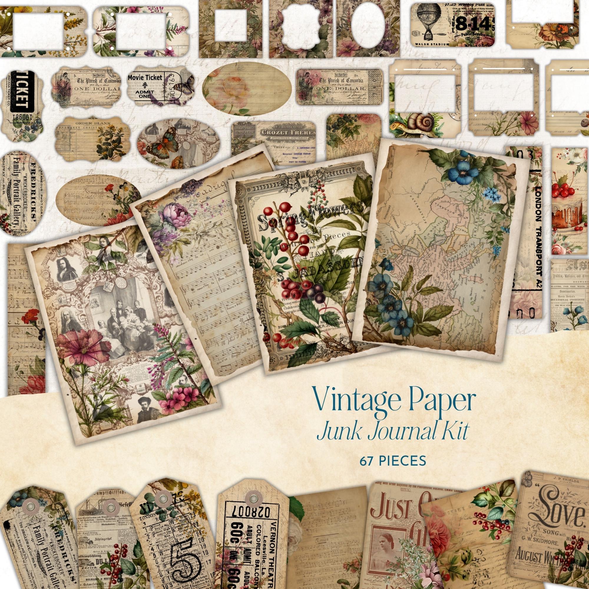 Vintage Paper Junk Journal Kit | Digital Ephemera | Vintage Scrapbook ...
