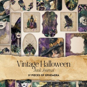 Vintage Halloween Junk Journal Ephemera | Witch Junk Journal | Digital Ephemera | Vintage Scrapbook Paper | Paper Craft | Digital Download