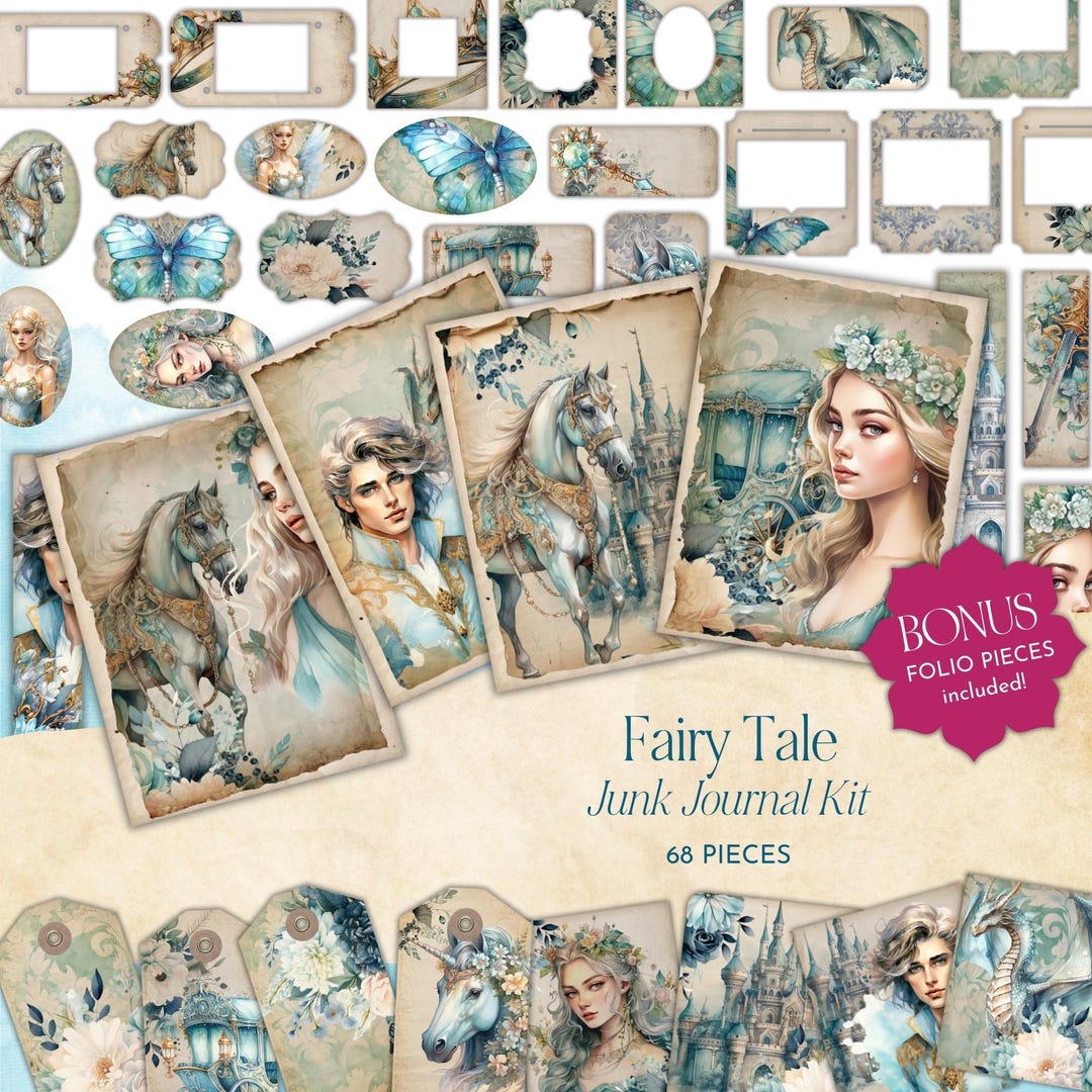 Fairy Tale Junk Journal Kit | Digital Ephemera | Vintage Scrapbook ...