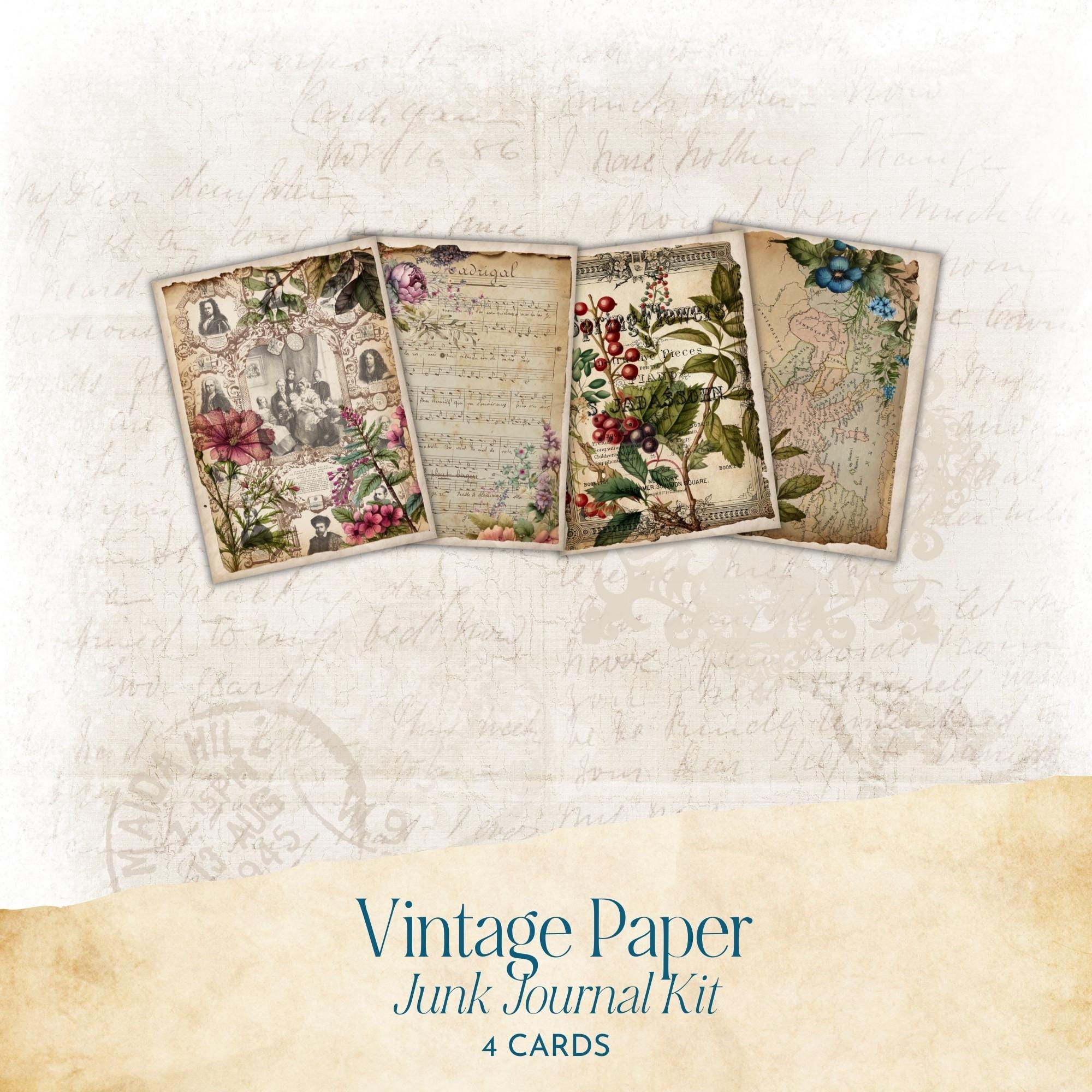 Vintage Paper Junk Journal Kit | Digital Ephemera | Vintage Scrapbook ...