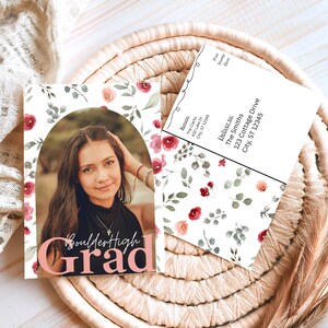 Paquete de plantillas editables para postales de graduación / Anuncio de graduación en Canva / 4 diseños / Postal imprimible de 13 x 18 cm / Descarga digital
