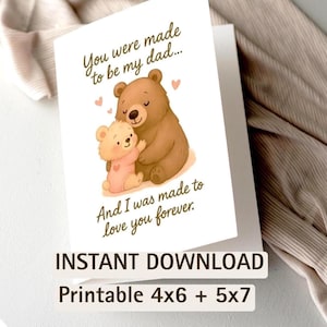 Biglietto d'auguri stampabile per la festa del papà da neonato / Primo biglietto d'auguri per la festa del papà per papà / Simpatico disegno a forma di orso / Pieghevole 4x6 e 5x7 / Download immediato