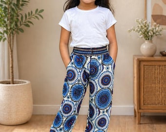 Spodnie haremki dla dzieci w stylu Alibaba | Dziewczęce spodnie boho | Luźne spodnie dla dzieci | Spodnie dresowe z elastyczną talią