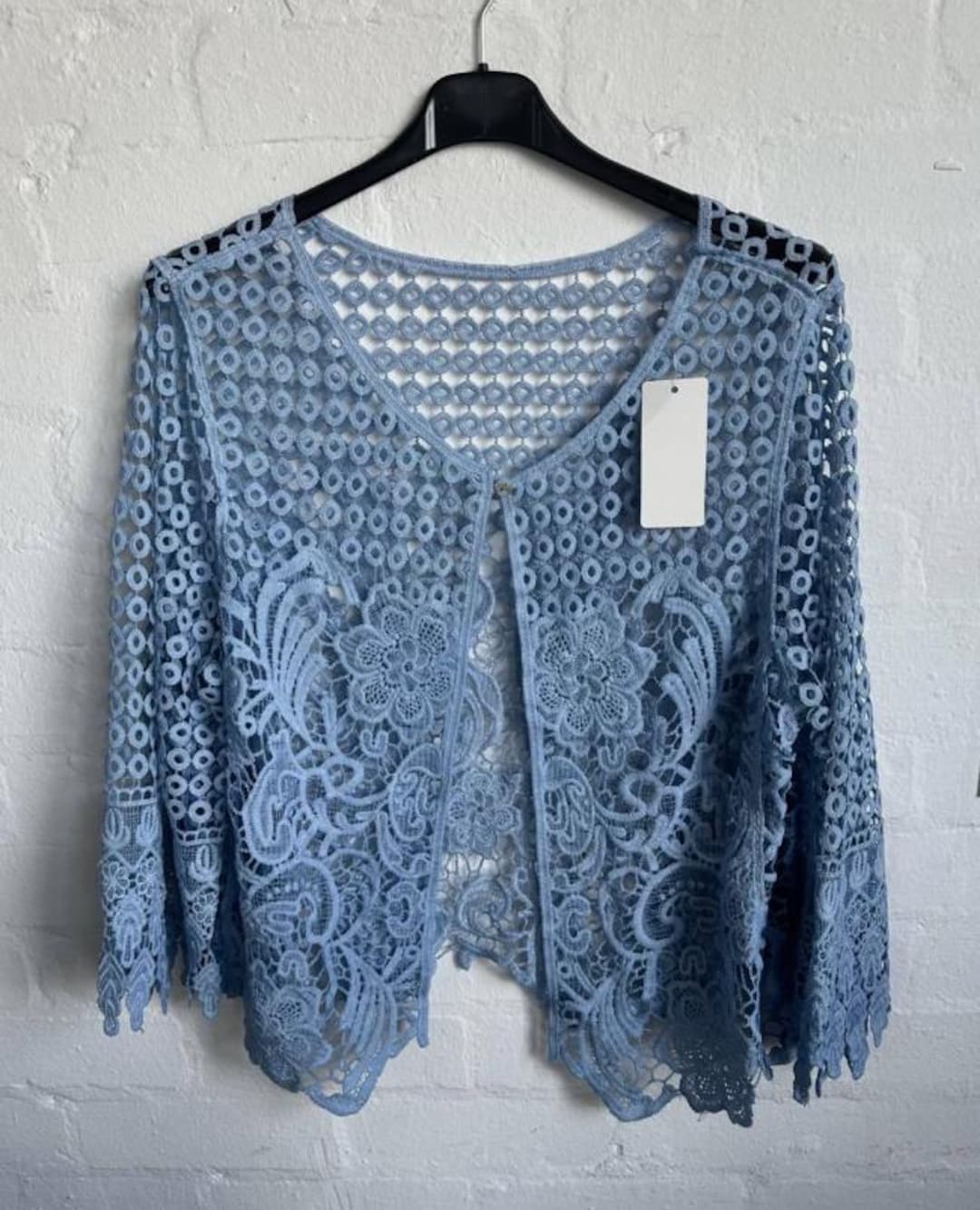 Italian Lace Bolero Cardigan, Crochet Shrug, 3/4 Sleeve - Etsy