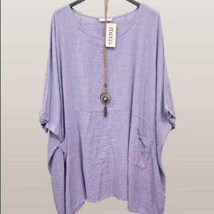 Baumwolle Fledermaus Tunika Top, Oversized Lagenlook Kleid, Plus Size