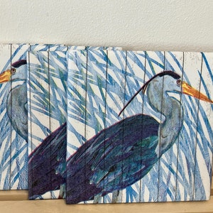 Great Blue Heron Coaster Set, Home Decor, Birds of Paradise