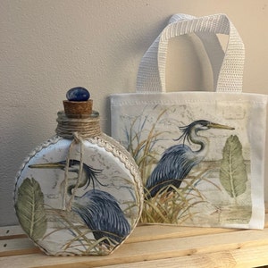 Great Blue Heron Beach Bottle, Beach Decor, Wild Bird Art
