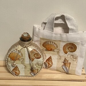 Golden Shells Decorative Beach Bottle: Coastal Decor