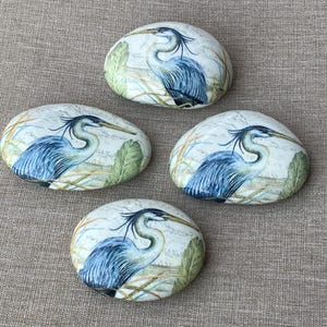 Great Blue Heron Rock Art, Garden Decor, Bird Art