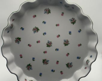 Molde para quiche vintage Andrea Petite Fleur de 10 pulgadas con diseño floral, del horno a la mesa