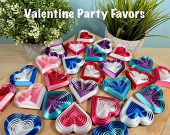 3D Printed Dual Color Heart Fidget Toy | Valentine Party Favor, Sensory Toy