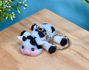 Flexi Cow Key Chain | Articulated Cow Figurine | Backpack Charm | Pocket Fidget