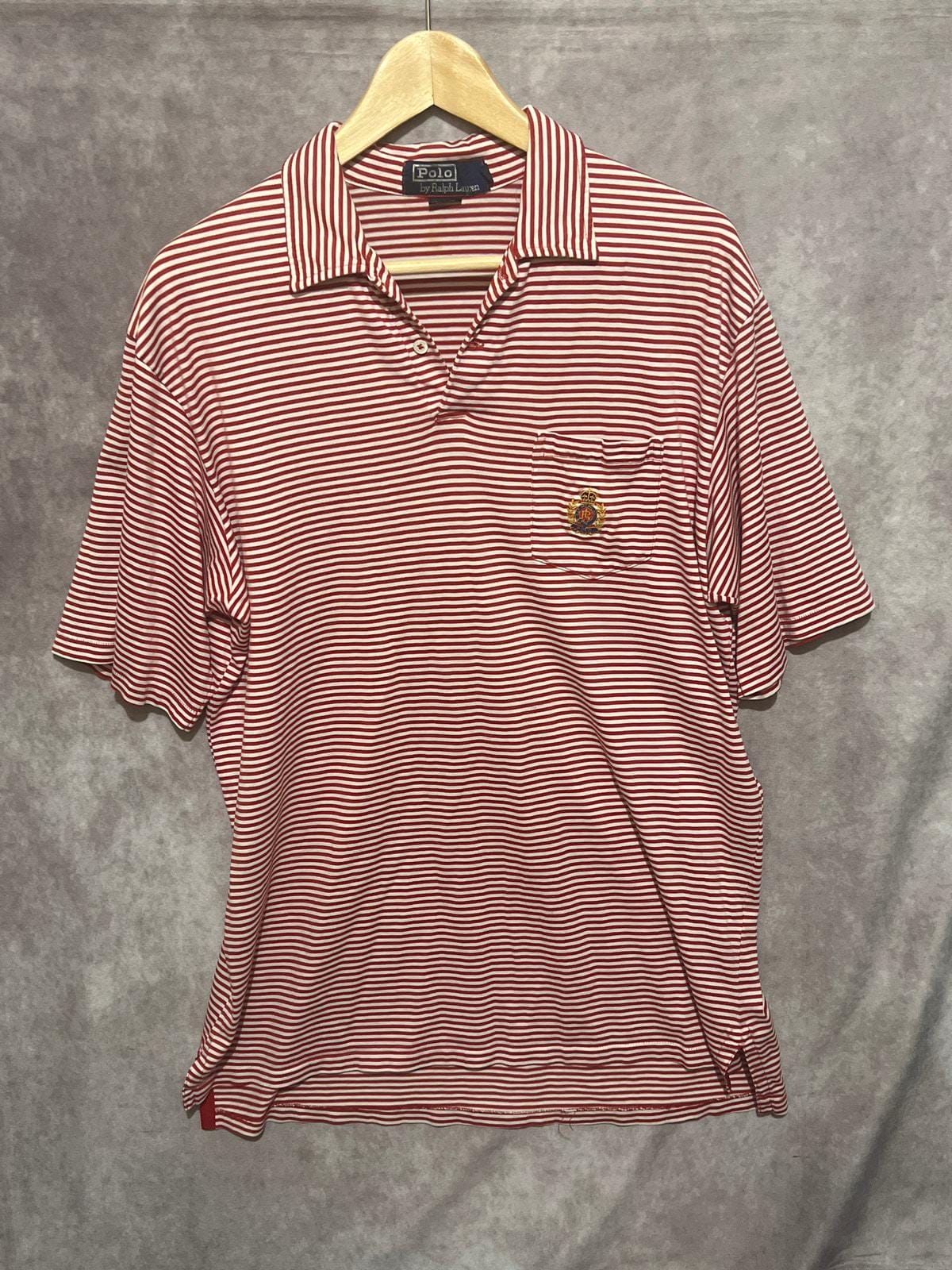VINTAGE 80s Polo Ralph Lauren Made in USA Red White Stripe With 