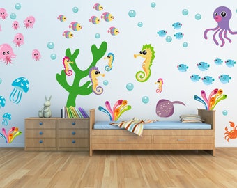 Fish Wall Decals, Kids Wall Decals,  Decals Reusable Non-toxic NO PVCs, A242