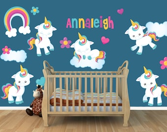 Unicorn Decals Girls Room Nursery Wall Decals, A299