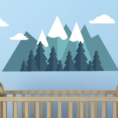 Mountain Decal Mountains Wall Decal Nursery Decal WD908 Etsy