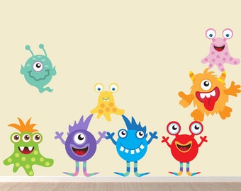 Monsters REUSABLE Decals Non-toxic  Wall Decals for Kids, WD36