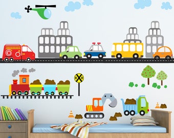 Transportation Train Decal,  Reusable Decal Non-toxic  Wall Decals for Kids, WD96