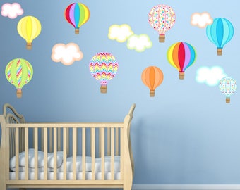 Hot Air Balloon Wall Decals, Non-toxic REUSABLE  Wall Decal, Girls Decal, Nursery Decal, Boys Decal, WD77