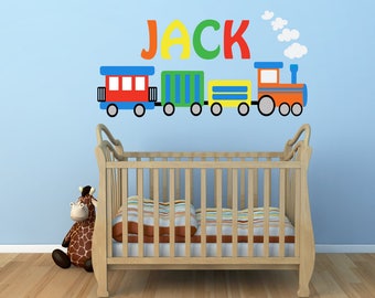 Train Wall Decal, Kids Room Wall Decal, REUSABLE  Wall Decals for Kids, Boys Decal, SD07A