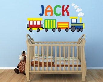 Train Wall Decal, Kids Room Wall Decal, REUSABLE  Wall Decals for Kids, Boys Decal, SD07