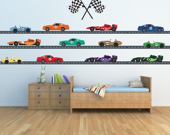 Race Car Decals 24 FEET ROADWAY Reusable Decal Non-toxic  Wall Decals for Kids, A181