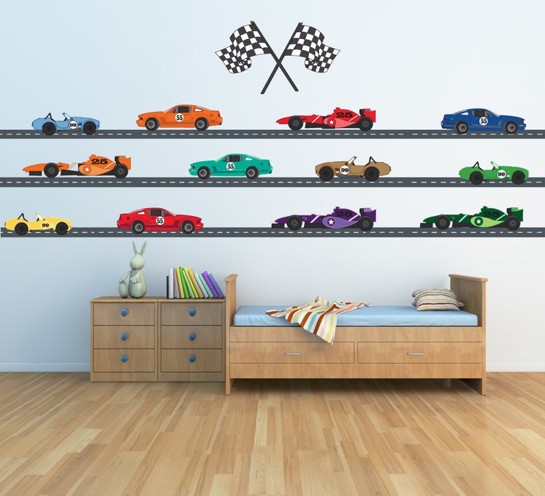Race Car Decals 24 FEET ROADWAY Reusable Decal Nontoxic Wall Etsy