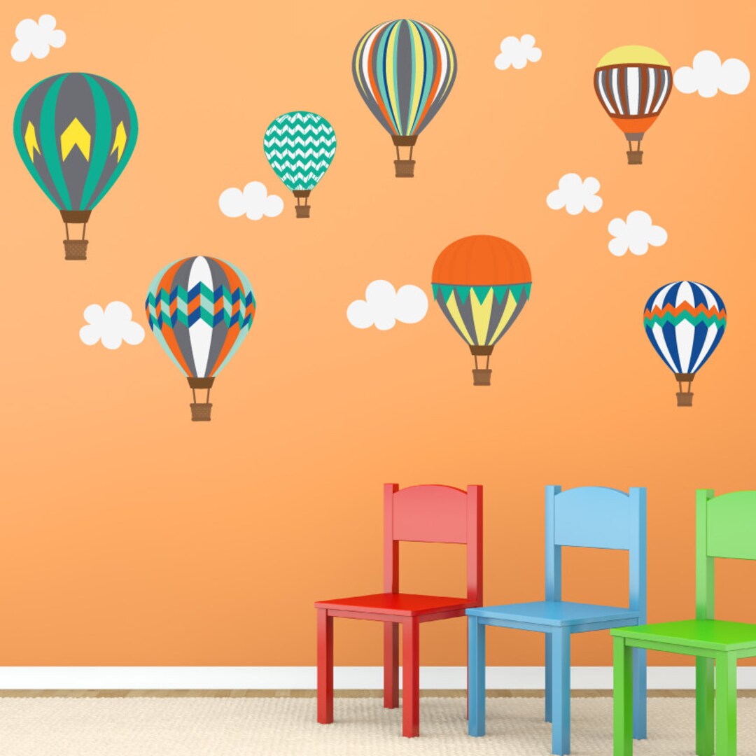Hot Air Balloon Wall Decals, Nontoxic REUSABLE Wall Decal, Girls Decal