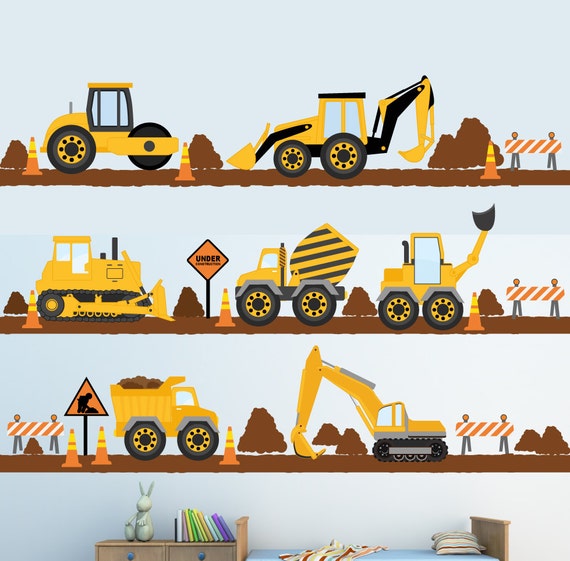 Construction Trucks Roads Decal Dirt Roads REUSABLE Fabric Decals A189 SIXTEEN FEET of Roads Dirt Roads