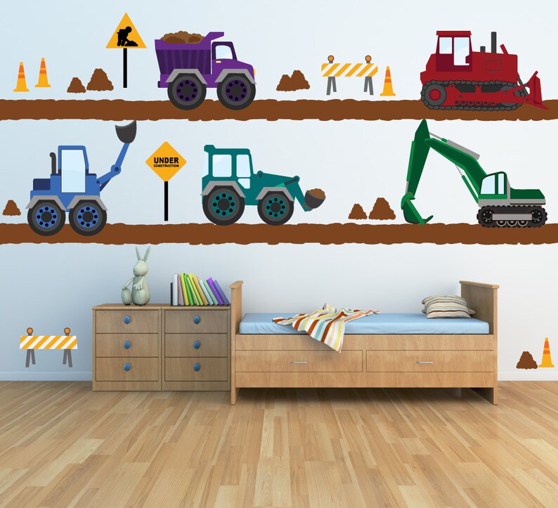 Construction Trucks Roads Decal Dirt Roads REUSABLE Decals Etsy