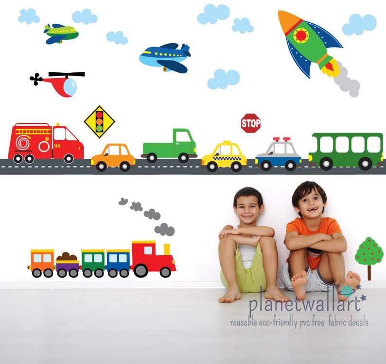 A219 Cars REUSABLE Decals Non-toxic Fabric Wall Decals for Kids