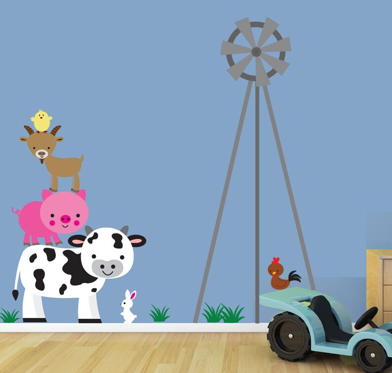 Farm Wall Decal REUSABLE Nontoxic Fabric Kids Decals 362 Etsy