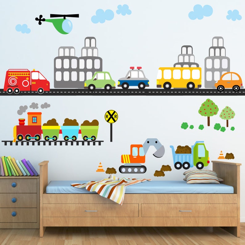 Transportation Train Decal Reusable Decal Nontoxic Wall Etsy