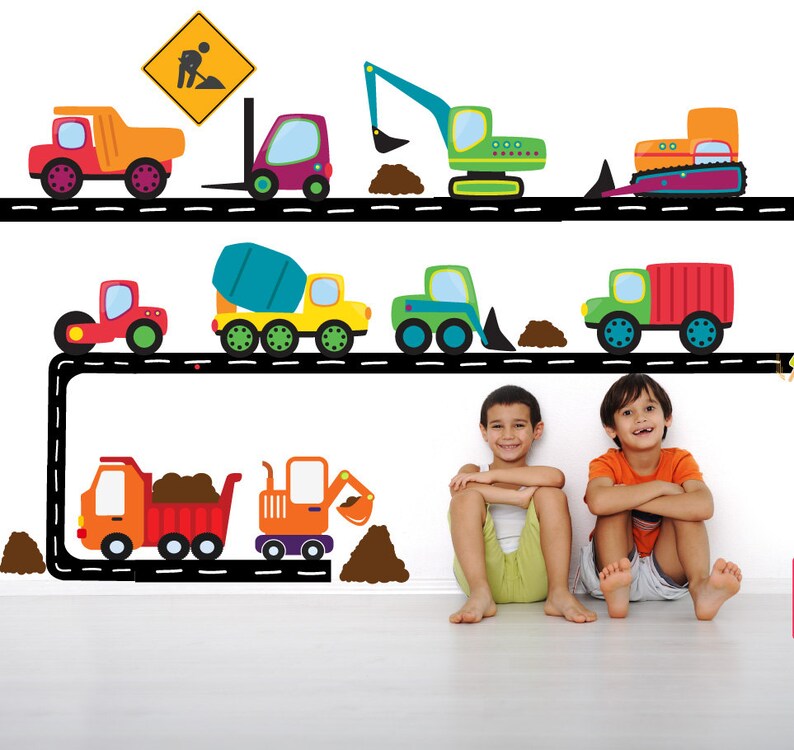 Construction Trucks Decals REUSABLE Decals Nontoxic Wall Etsy