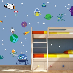 Space Decals Non-toxic REUSABLE Wall Decals Boy Decal, A198 image 1