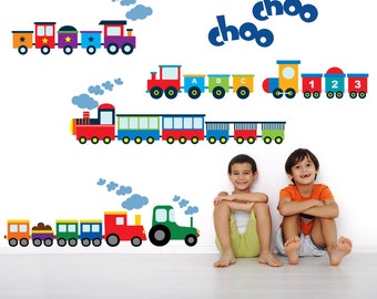 Train Wall Decal REUSABLE  Wall Decals for Kids, Boys Decal, A212