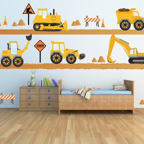 Construction Trucks Decals REUSABLE Decals SIXTEEN FEET of Etsy