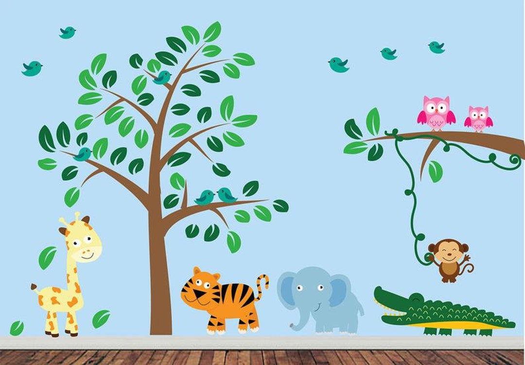 Pine Tree Decal Nursery Tree Decal Reusable Decal Nontoxic Etsy