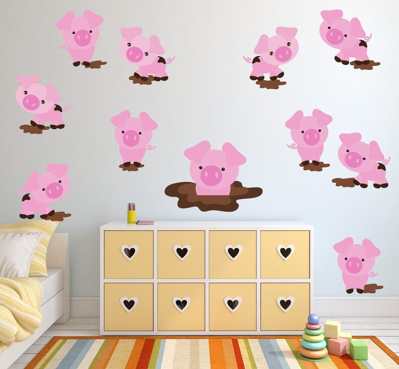 Pig Decal Pigs Wall Decal REUSABLE Wall Decals Nontoxic Etsy
