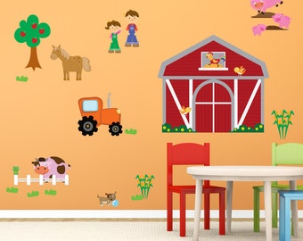 Farm Wall Decal REUSABLE Decals Non-toxic  Wall Decals for Kids, A191
