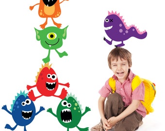 Monsters Wall Decals Non-toxic REUSABLE  Wall Decals A116