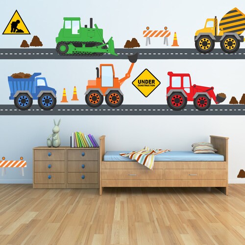 Construction Trucks Decals REUSABLE Decals SIXTEEN FEET of Etsy
