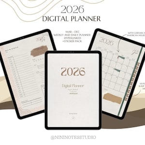 Aesthetik Minimal ADHD Digital Planner 2026, Hyperlinked GoodNotes Planner, Monthly & Daily Planner, Planner + 65 Stickers